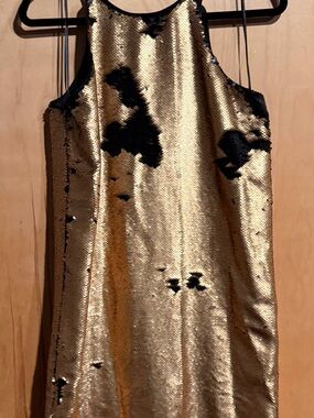 Gilli Gold and Black Reversible Sequin Halter Dress
